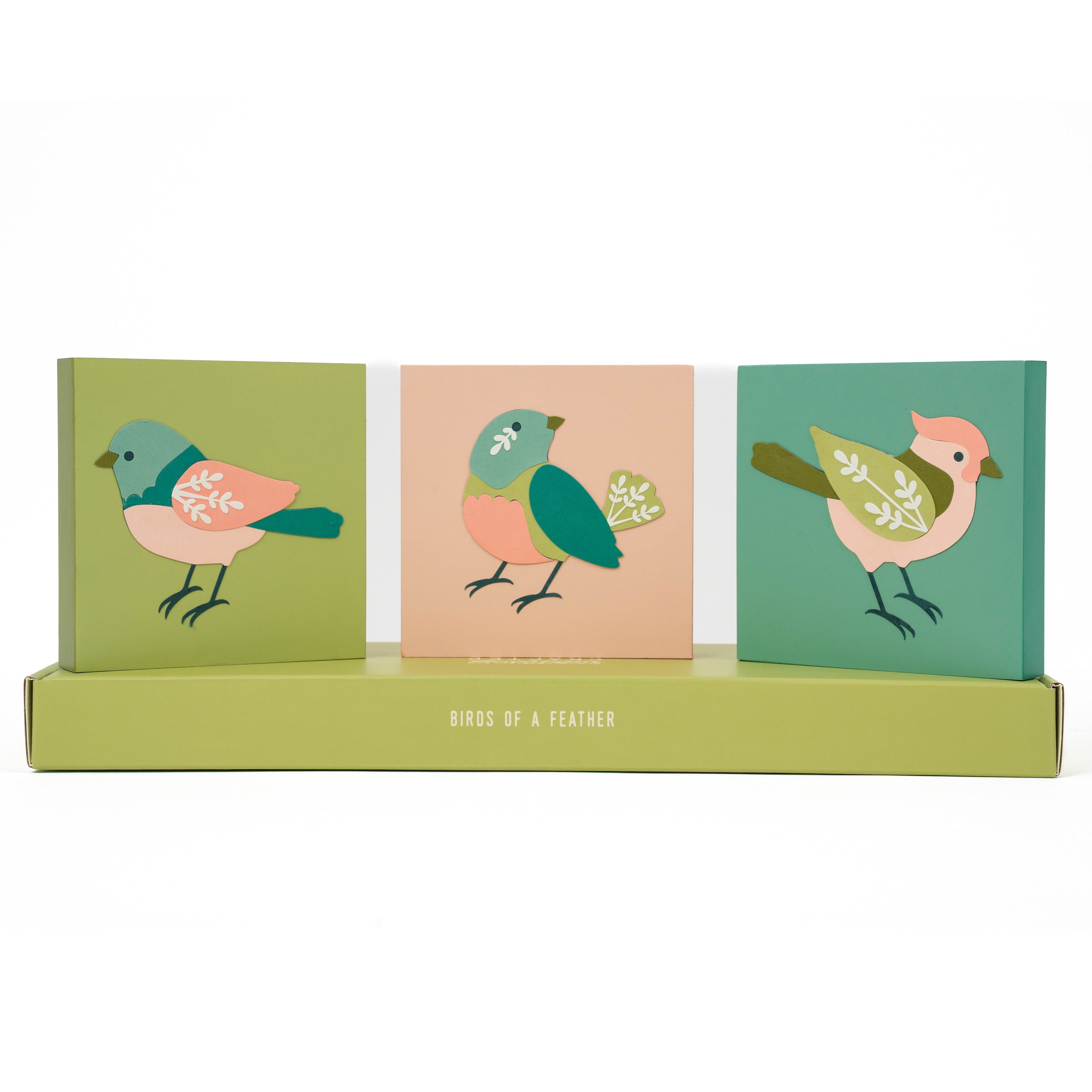 spring bird decor craft kit in pink, blue, and green colors