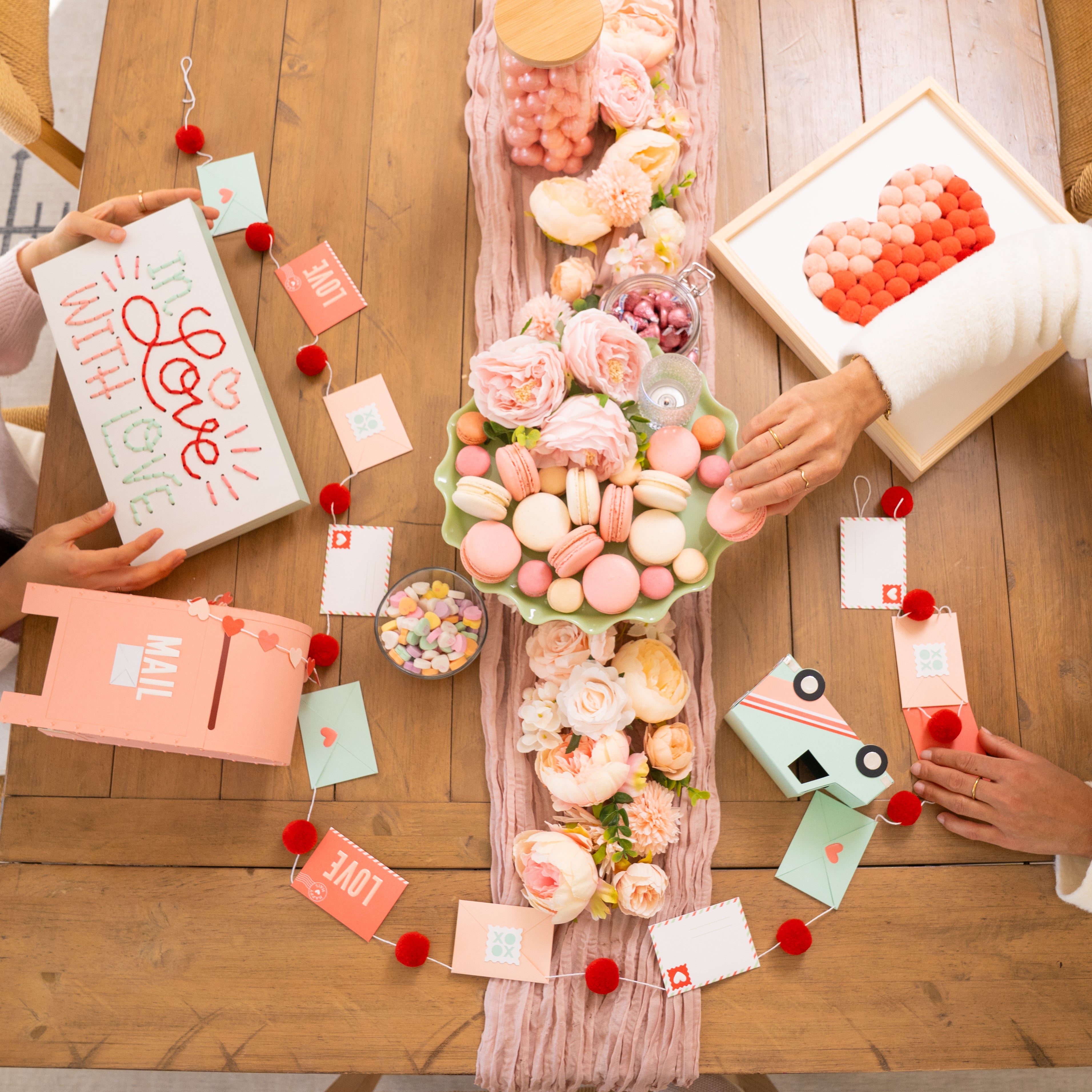 birds eye view of craft kits from Crafted by Concord & 9th including signs, garlands, and love letters